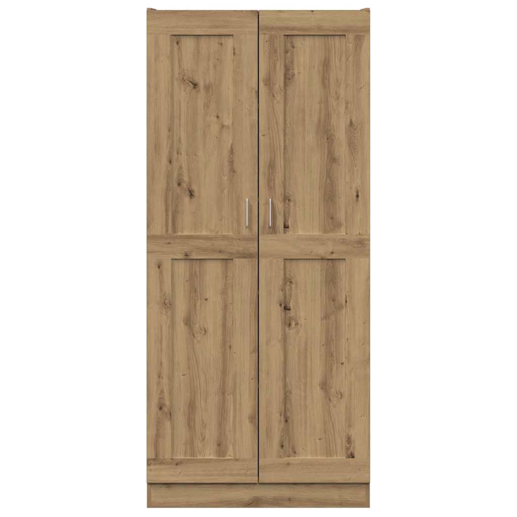 Hoge kast 82,5x30,5x185 cm bewerkt hout artisanaal eikenkleur