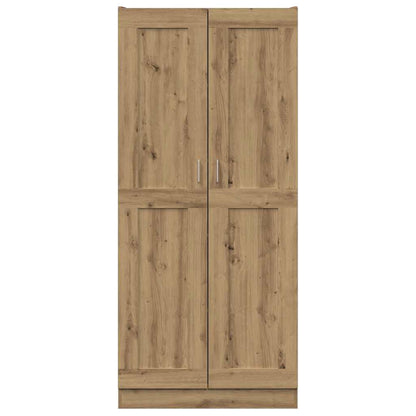 Hoge kast 82,5x30,5x185 cm bewerkt hout artisanaal eikenkleur