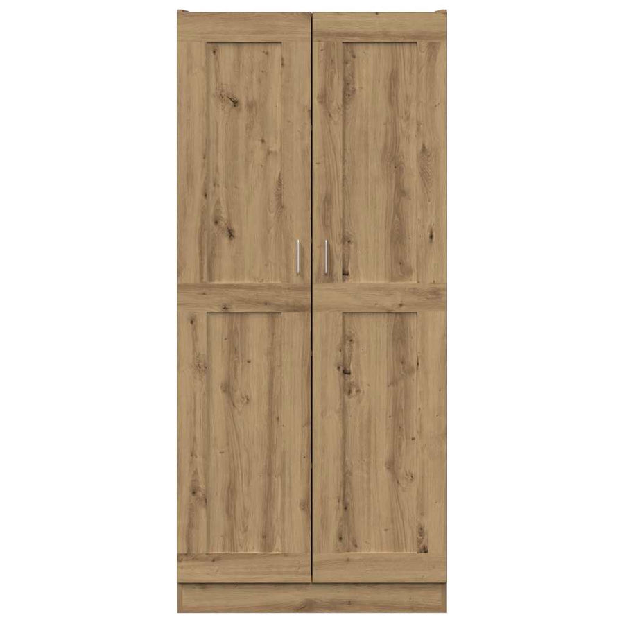 Hoge kast 82,5x30,5x185 cm bewerkt hout artisanaal eikenkleur