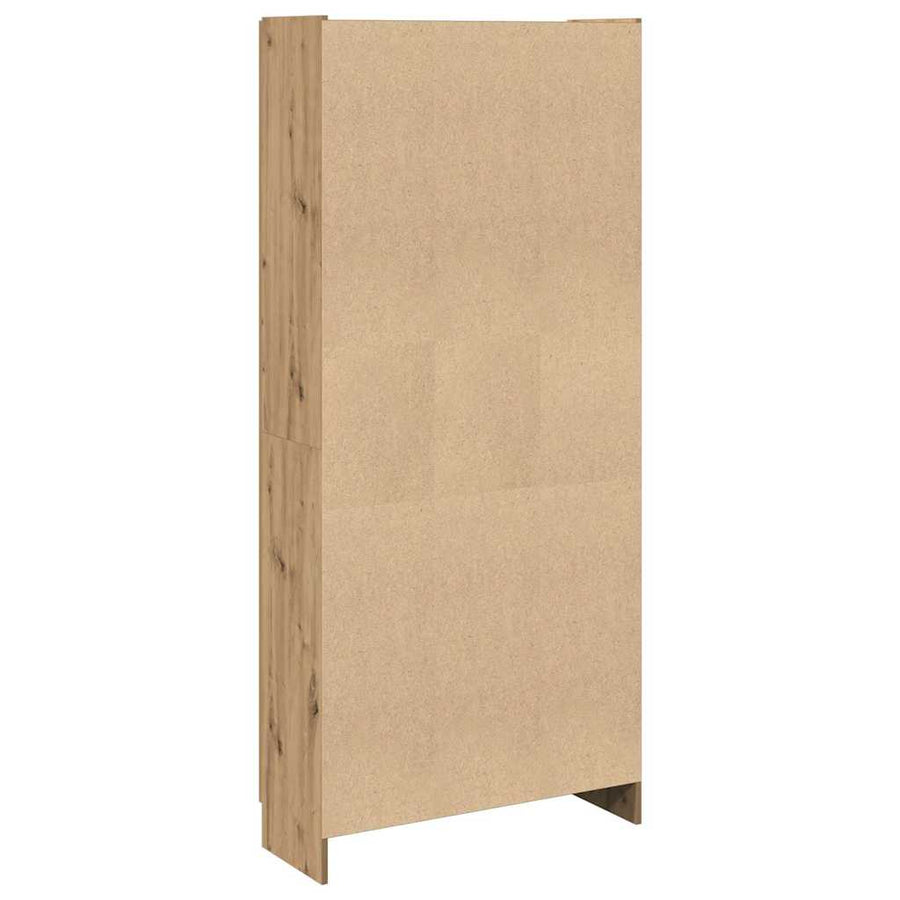 Hoge kast 82,5x30,5x185 cm bewerkt hout artisanaal eikenkleur