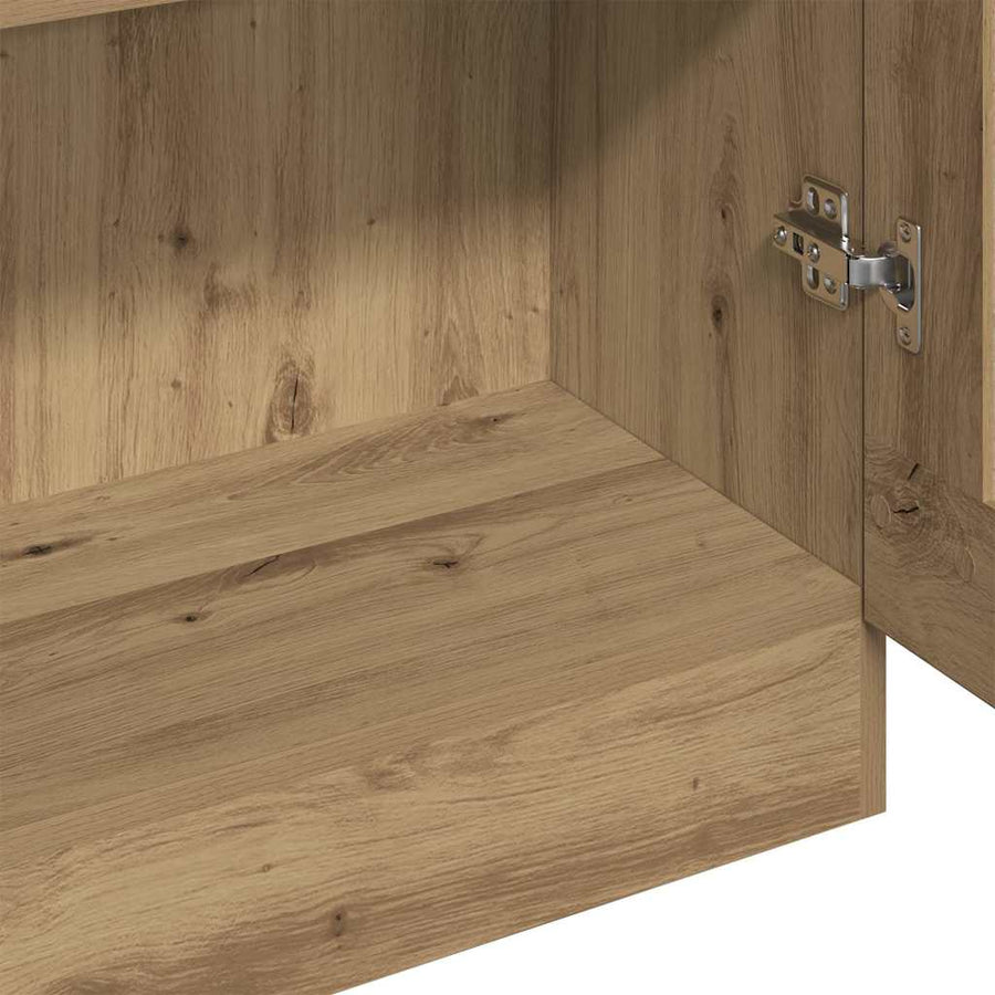 Hoge kast 82,5x30,5x185 cm bewerkt hout artisanaal eikenkleur