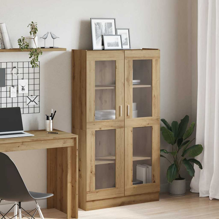 Hoge kast 82,5x30,5x150 cm bewerkt hout artisanaal eikenkleur