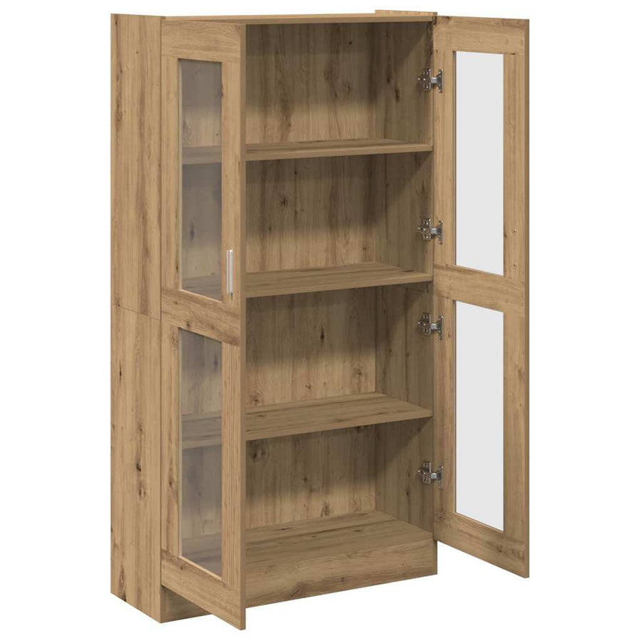 Hoge kast 82,5x30,5x150 cm bewerkt hout artisanaal eikenkleur