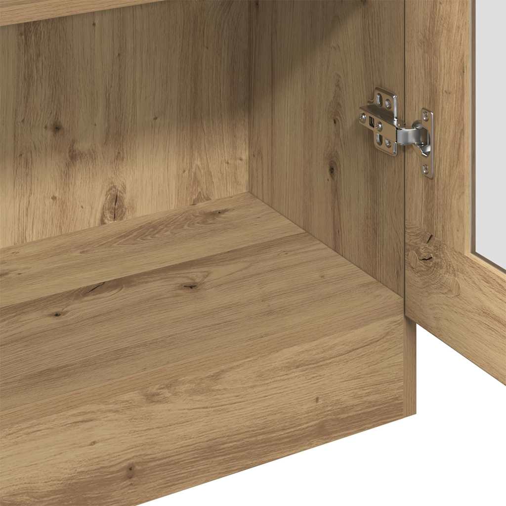 Hoge kast 82,5x30,5x150 cm bewerkt hout artisanaal eikenkleur