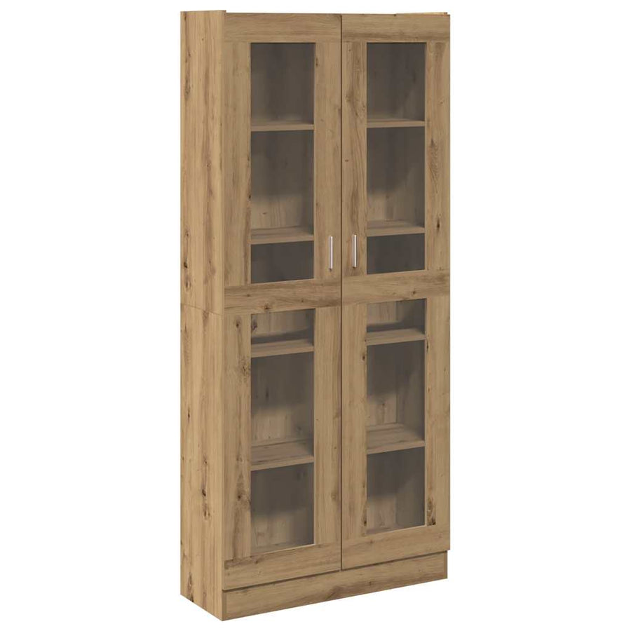 Hoge kast 82,5x30,5x185 cm bewerkt hout artisanaal eikenkleur