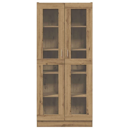 Hoge kast 82,5x30,5x185 cm bewerkt hout artisanaal eikenkleur