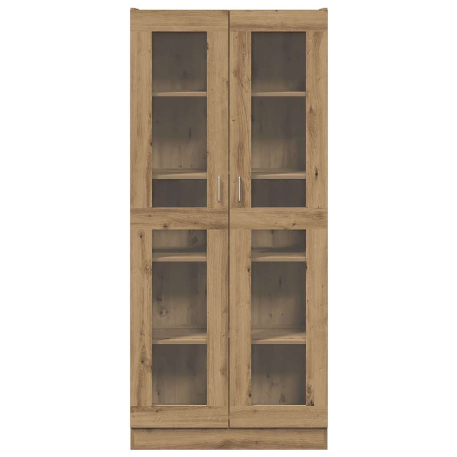 Hoge kast 82,5x30,5x185 cm bewerkt hout artisanaal eikenkleur