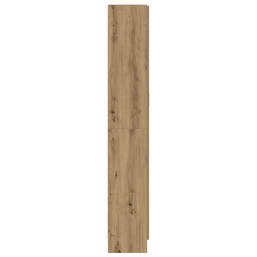 Hoge kast 82,5x30,5x185 cm bewerkt hout artisanaal eikenkleur