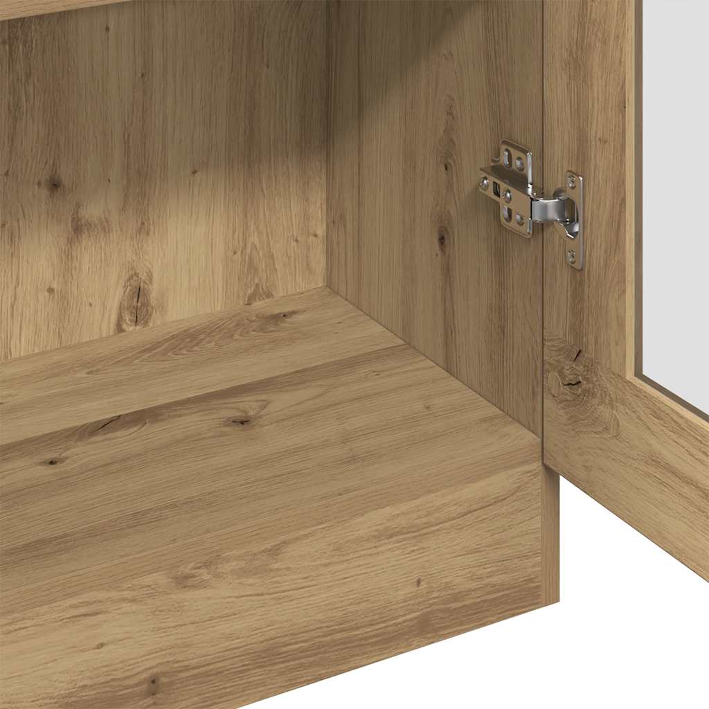 Hoge kast 82,5x30,5x185 cm bewerkt hout artisanaal eikenkleur