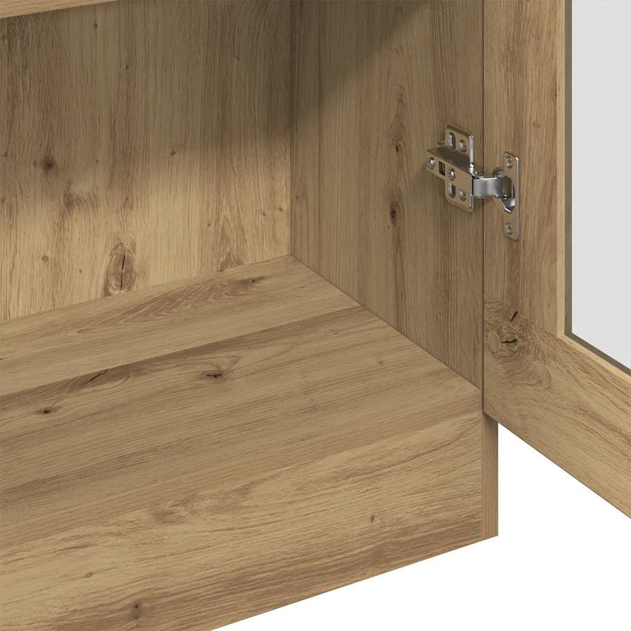 Hoge kast 82,5x30,5x185 cm bewerkt hout artisanaal eikenkleur