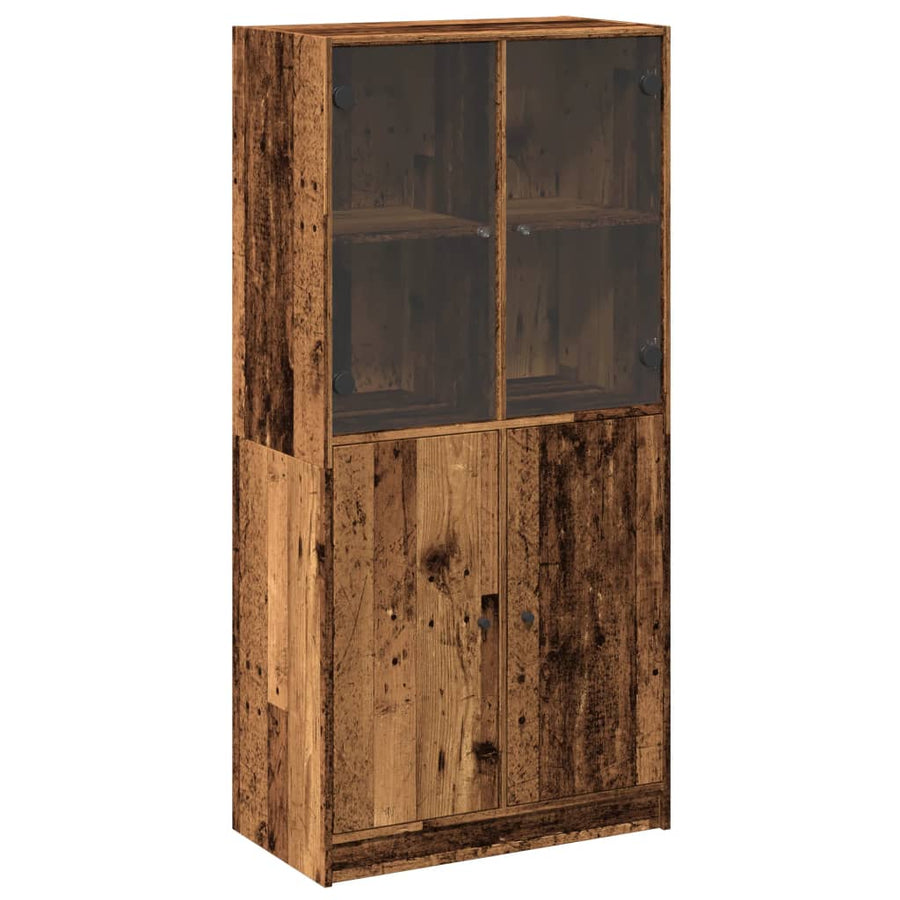 Hoge kast met deuren 68x37x142 cm bewerkt hout oud houtkleurig