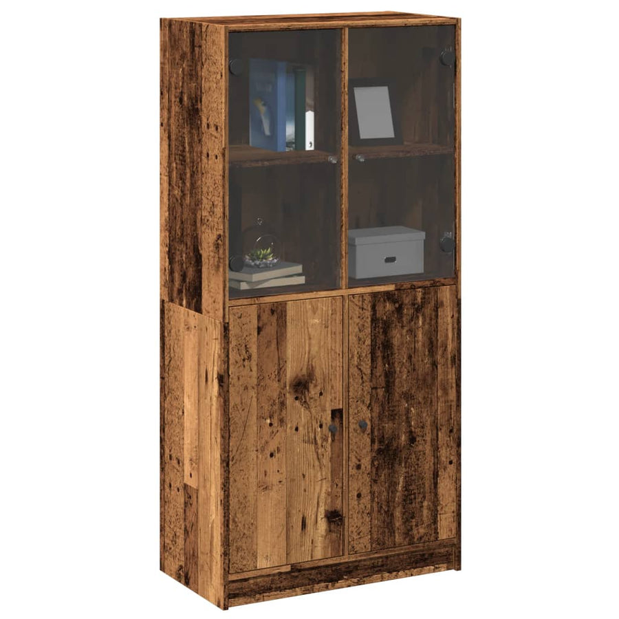 Hoge kast met deuren 68x37x142 cm bewerkt hout oud houtkleurig