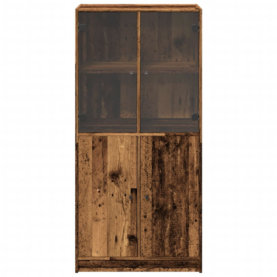 Hoge kast met deuren 68x37x142 cm bewerkt hout oud houtkleurig
