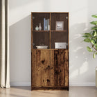 Hoge kast 68x37x142 cm bewerkt hout oud houtkleurig