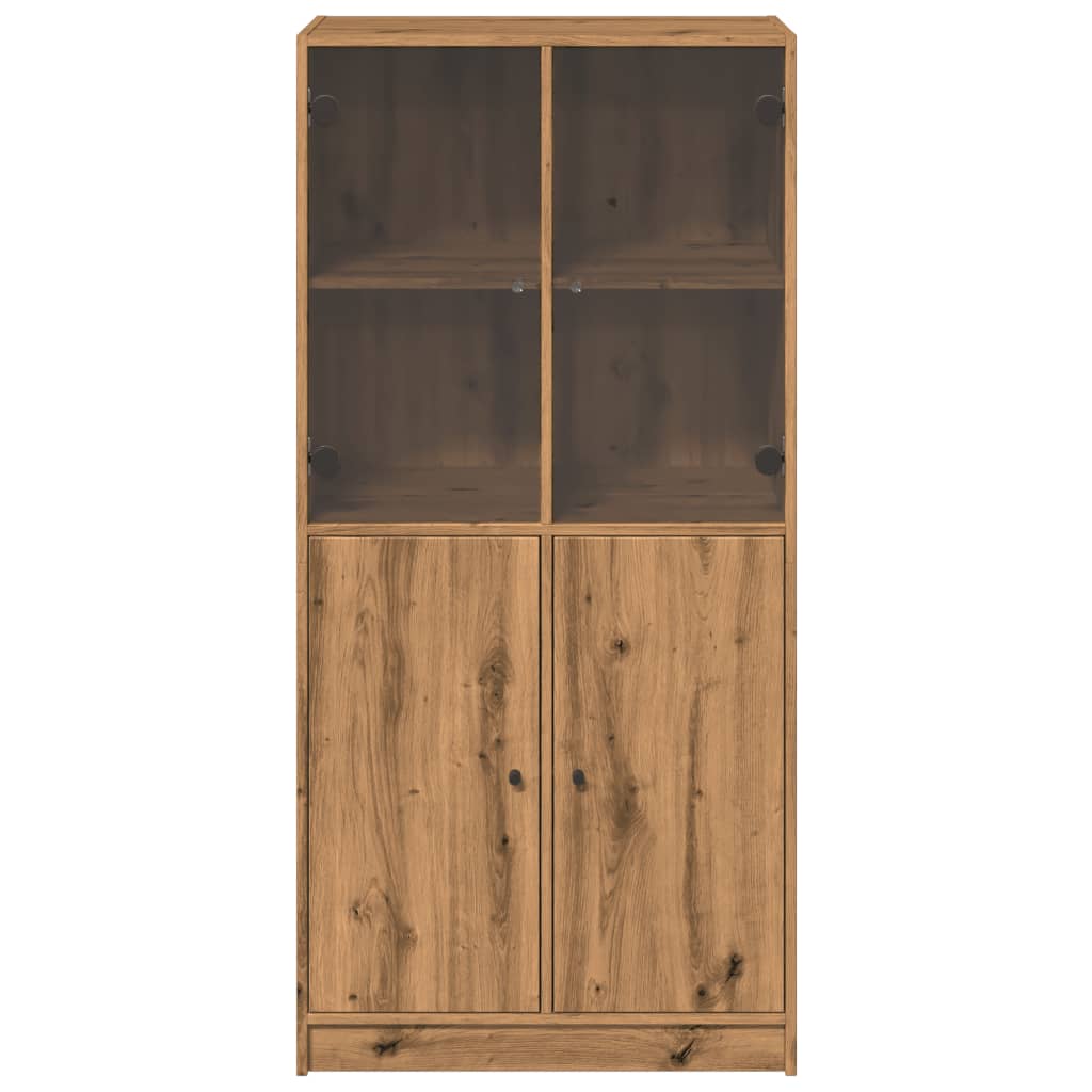 Hoge kast met deuren 68x37x142 cm bewerkt hout artisanaal eiken