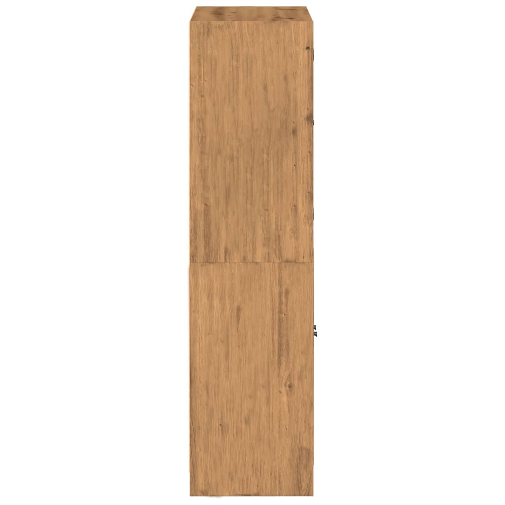 Hoge kast met deuren 68x37x142 cm bewerkt hout artisanaal eiken