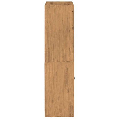 Hoge kast met deuren 68x37x142 cm bewerkt hout artisanaal eiken
