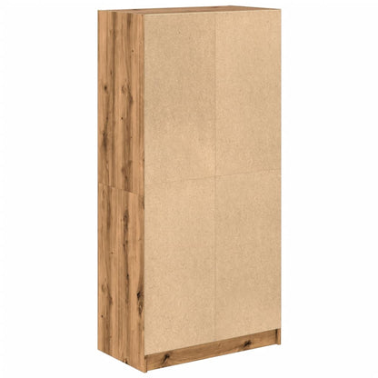 Hoge kast met deuren 68x37x142 cm bewerkt hout artisanaal eiken