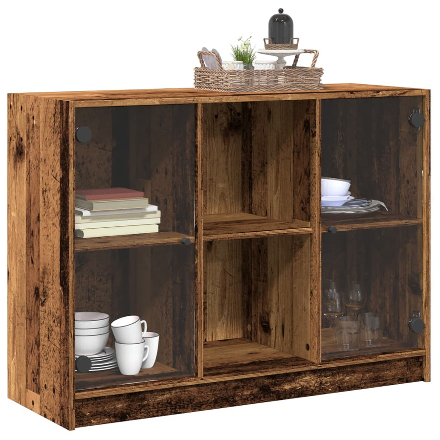 Dressoir 102x37x75,5 cm bewerkt hout oud houtkleurig