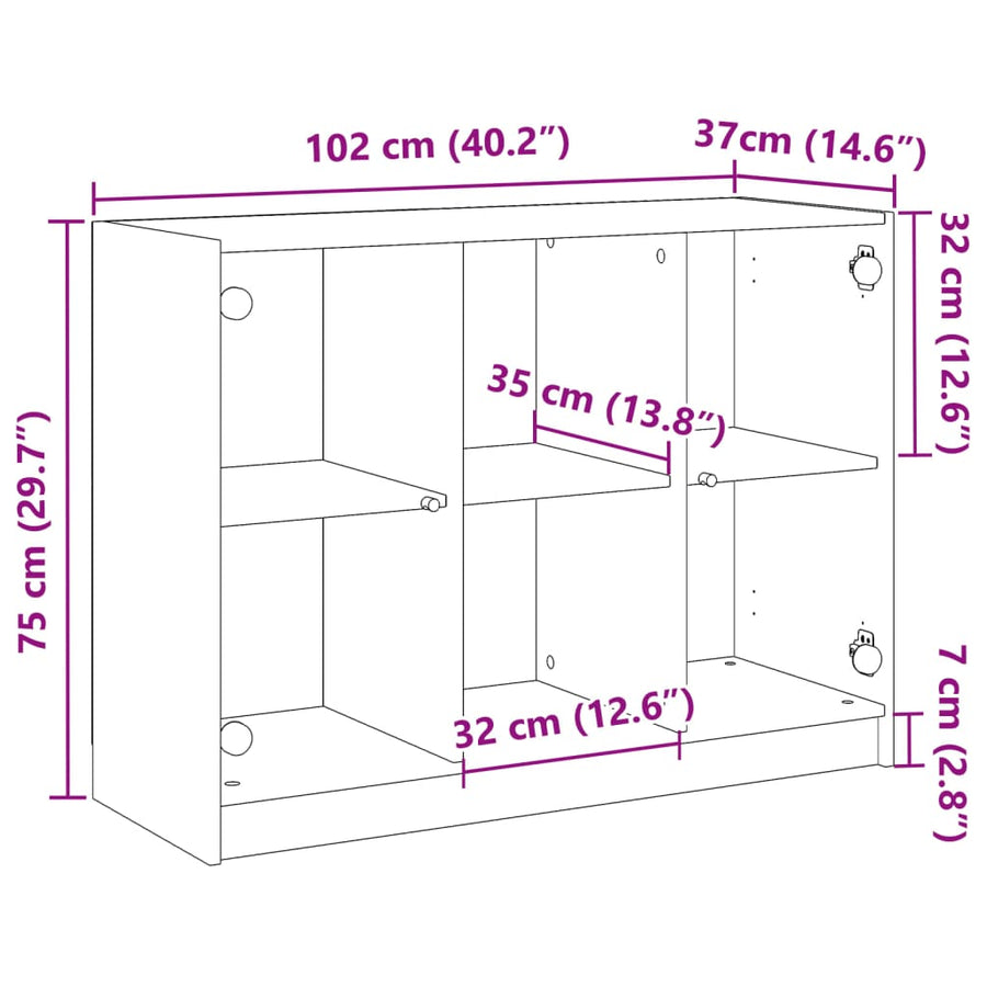 Dressoir 102x37x75,5 cm bewerkt hout oud houtkleurig