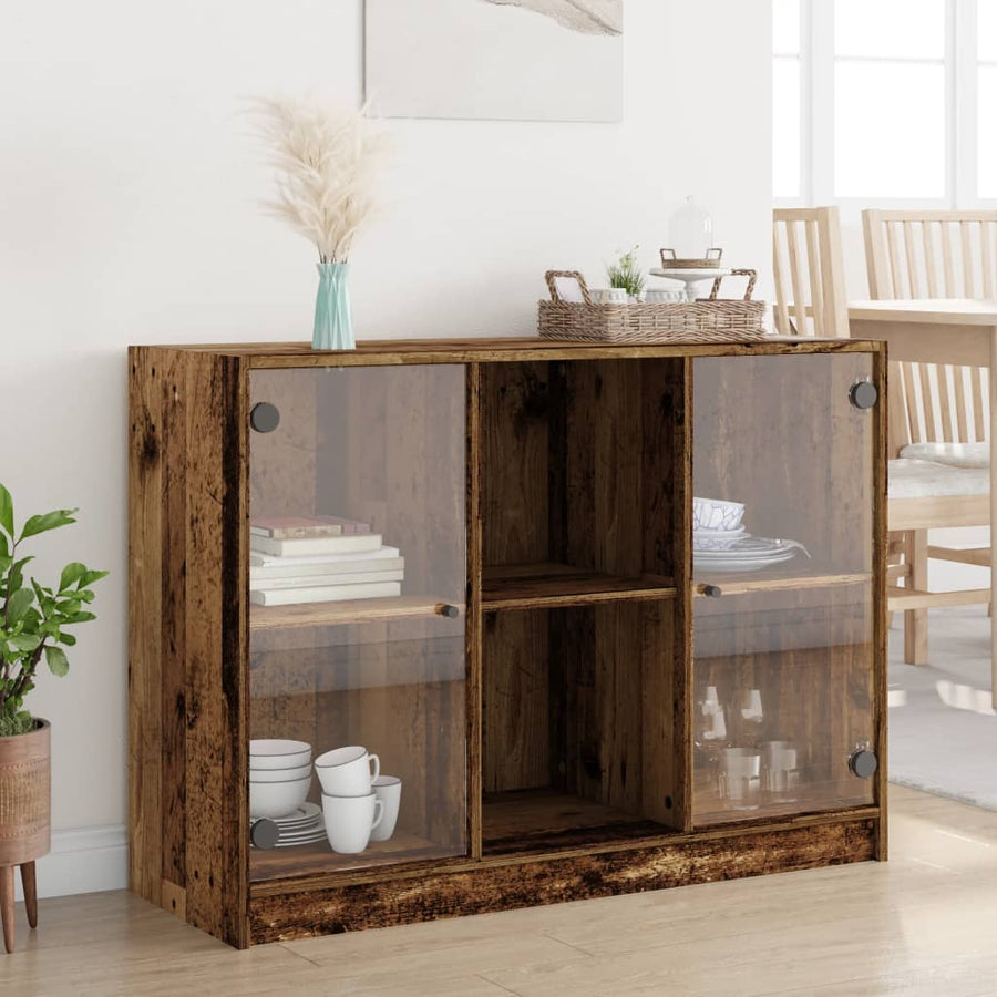 Dressoir 102x37x75,5 cm bewerkt hout oud houtkleurig