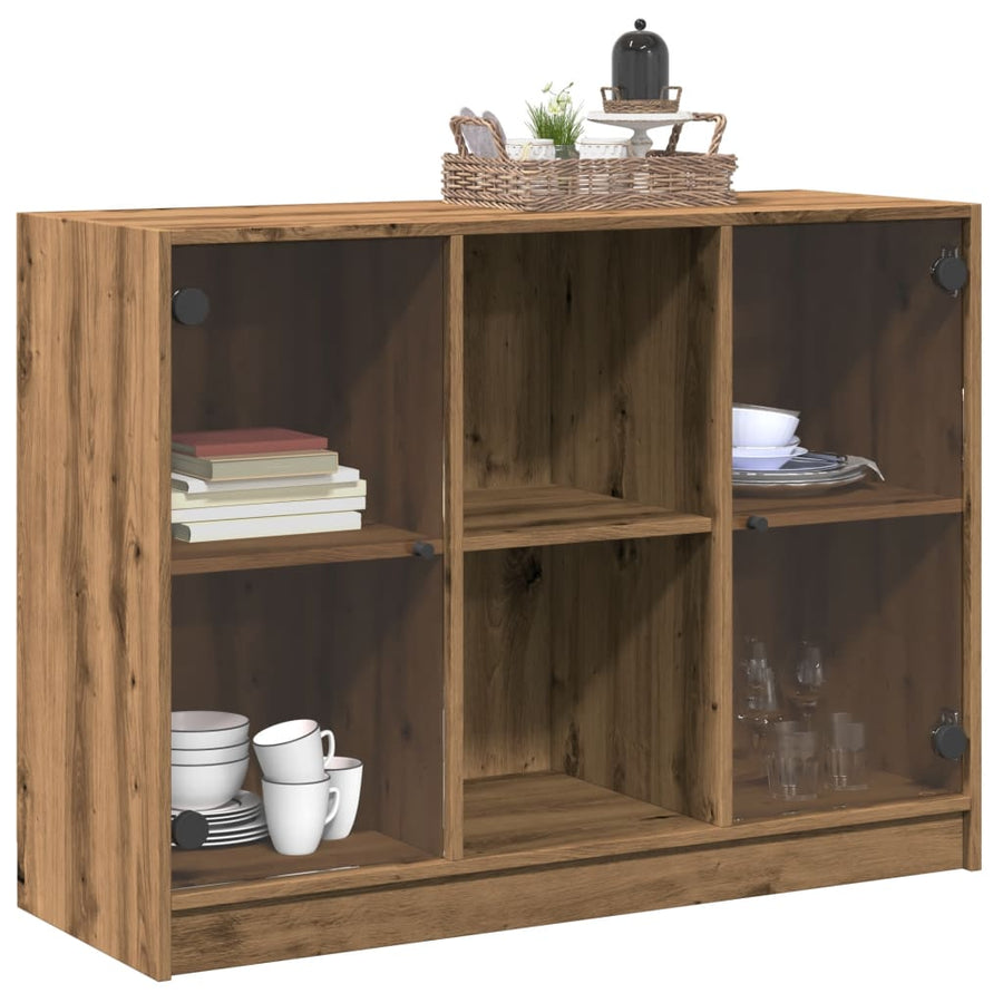 Dressoir 102x37x75,5 cm bewerkt hout artisanaal eikenkleurig