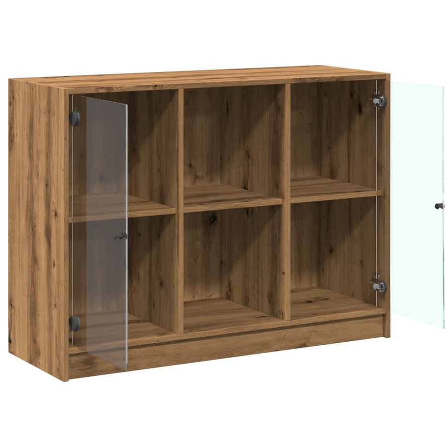 Dressoir 102x37x75,5 cm bewerkt hout artisanaal eikenkleurig