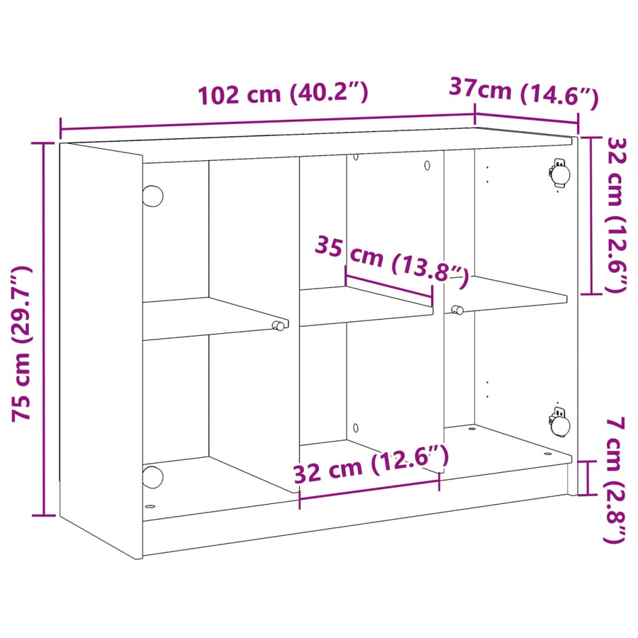 Dressoir 102x37x75,5 cm bewerkt hout artisanaal eikenkleurig