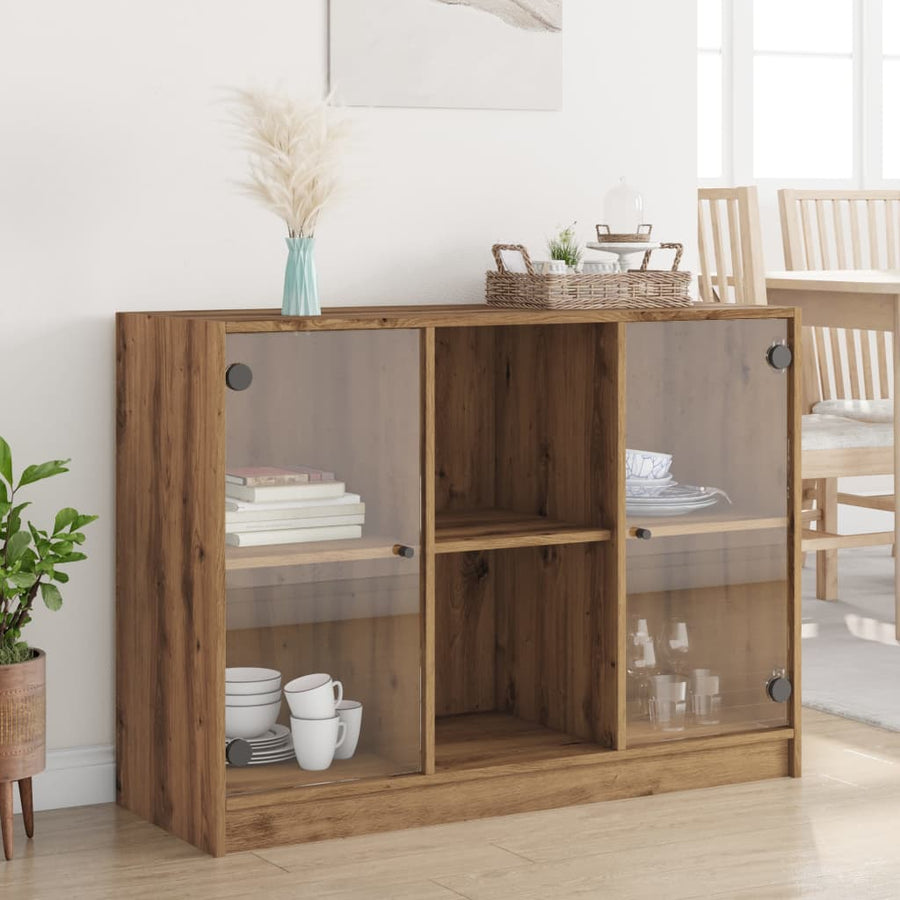Dressoir 102x37x75,5 cm bewerkt hout artisanaal eikenkleurig