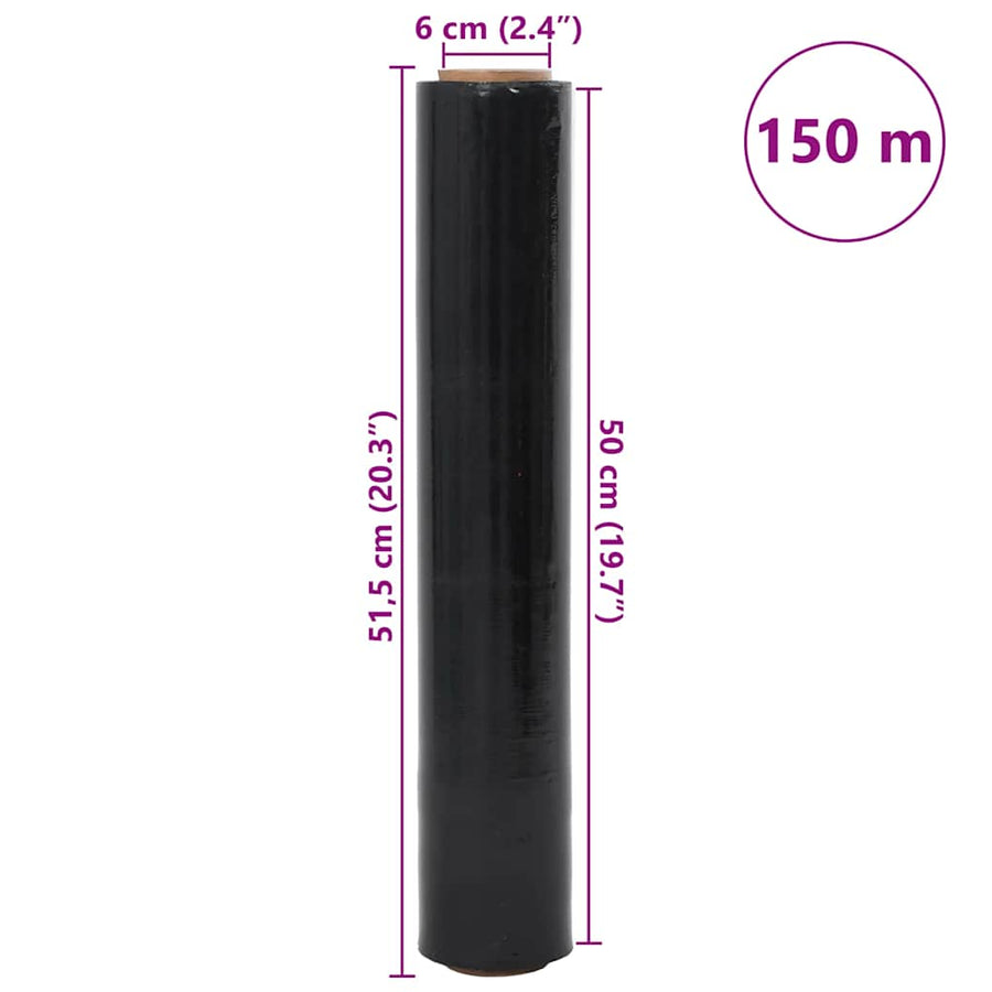 Stretchfilm 6 st 23 μm 50 cm x 150 m zwart