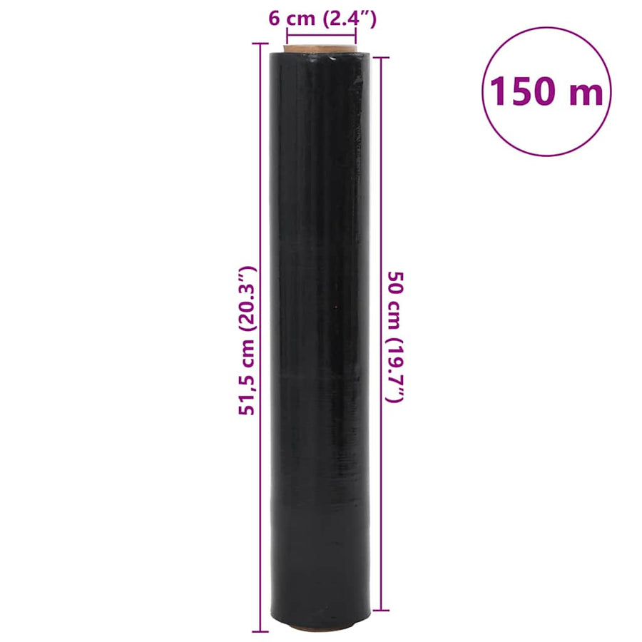Stretchfilm 6 st 30 μm 50 cm x 150 m zwart