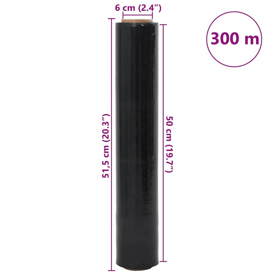 Stretchfilm 6 st 30 μm 50 cm x 300 m zwart