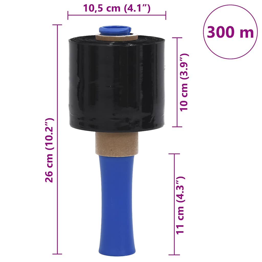Stretchfolies 10 stuks zwart 23 µm 10 cm x 300 m
