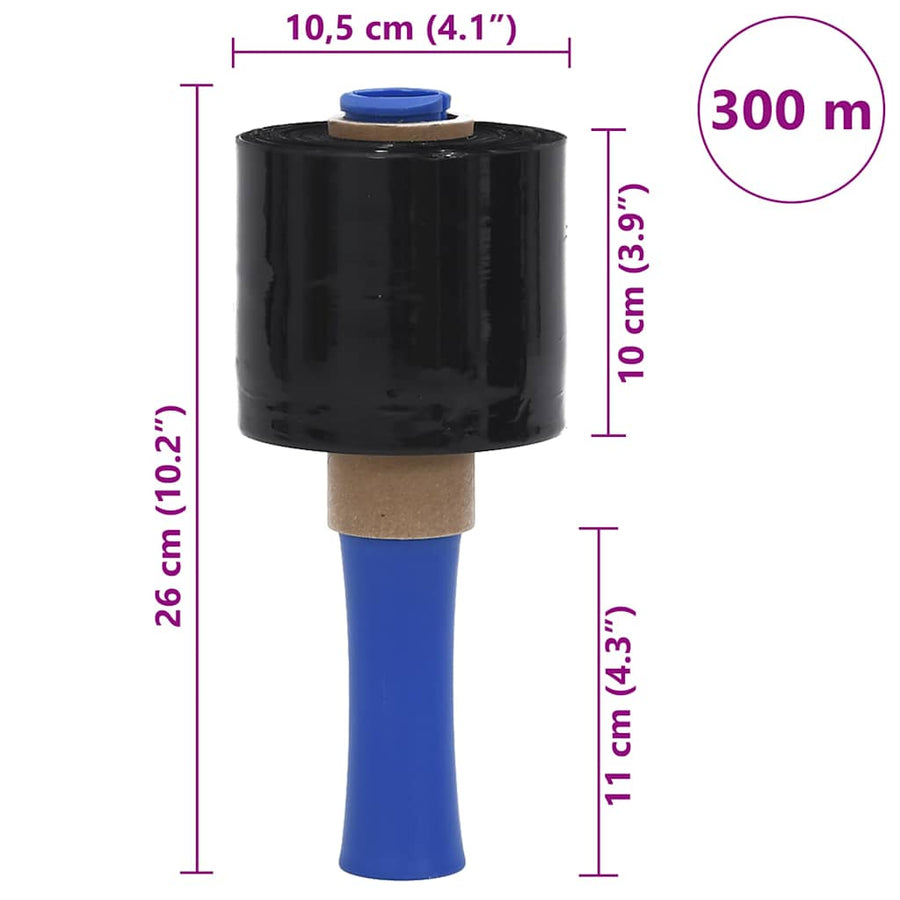 Stretchfolies 10 stuks zwart 23 µm 10 cm x 300 m