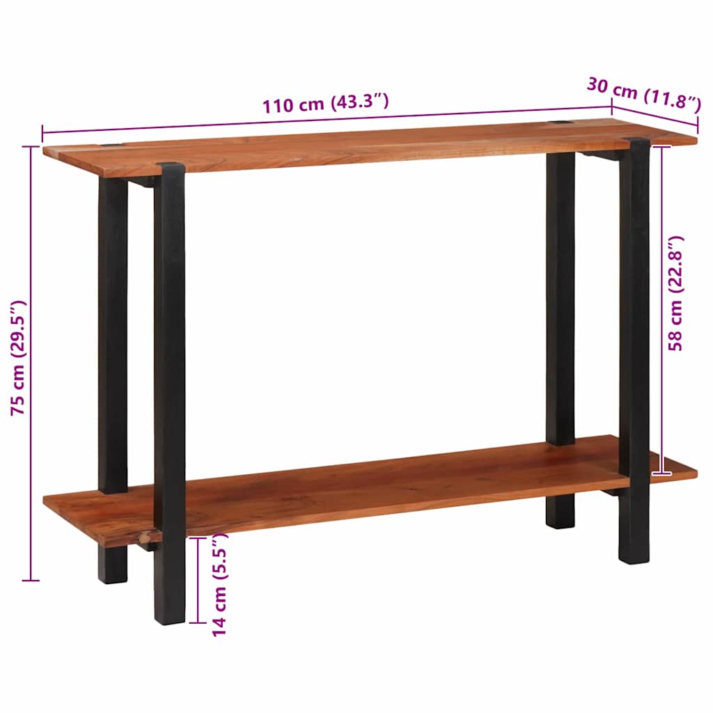 Wandtafel met plank met opslag Bruin en zwart 110 x 30 x 75 cm