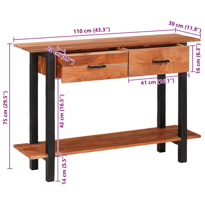 Wandtafel met lade Bruin 110 x 30 x 75 cm Massief acaciahout