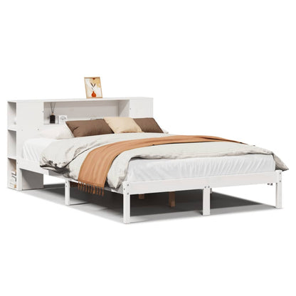 Bed met boekenkast zonder matras grenenhout wit 120x190 cm