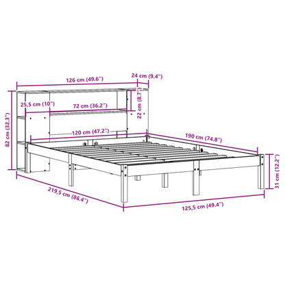 Bed met boekenkast zonder matras grenenhout wit 120x190 cm