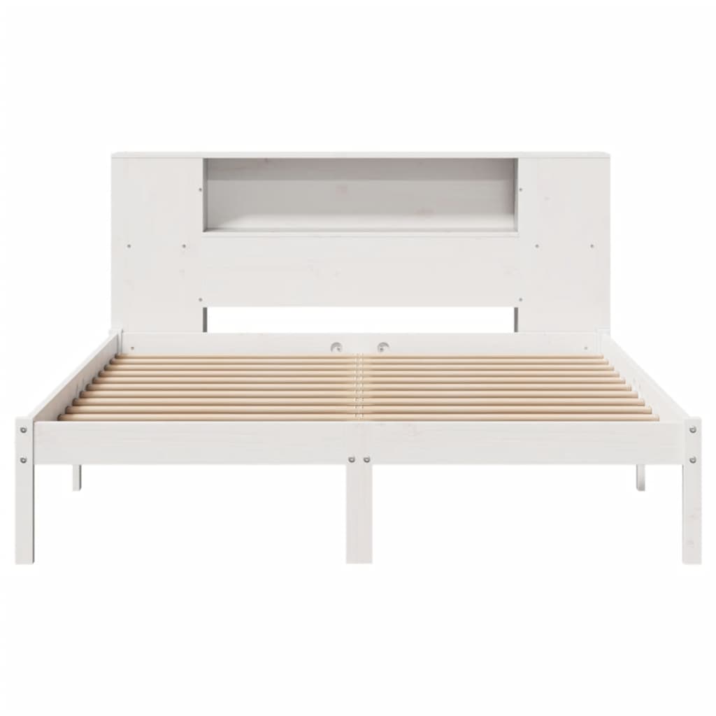 Bed met boekenkast zonder matras grenenhout wit 120x190 cm