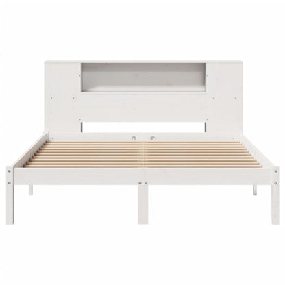 Bed met boekenkast zonder matras grenenhout wit 120x190 cm