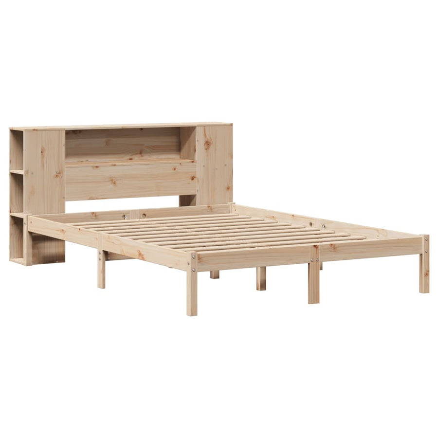 Bed met boekenkast zonder matras massief grenenhout 135x190 cm