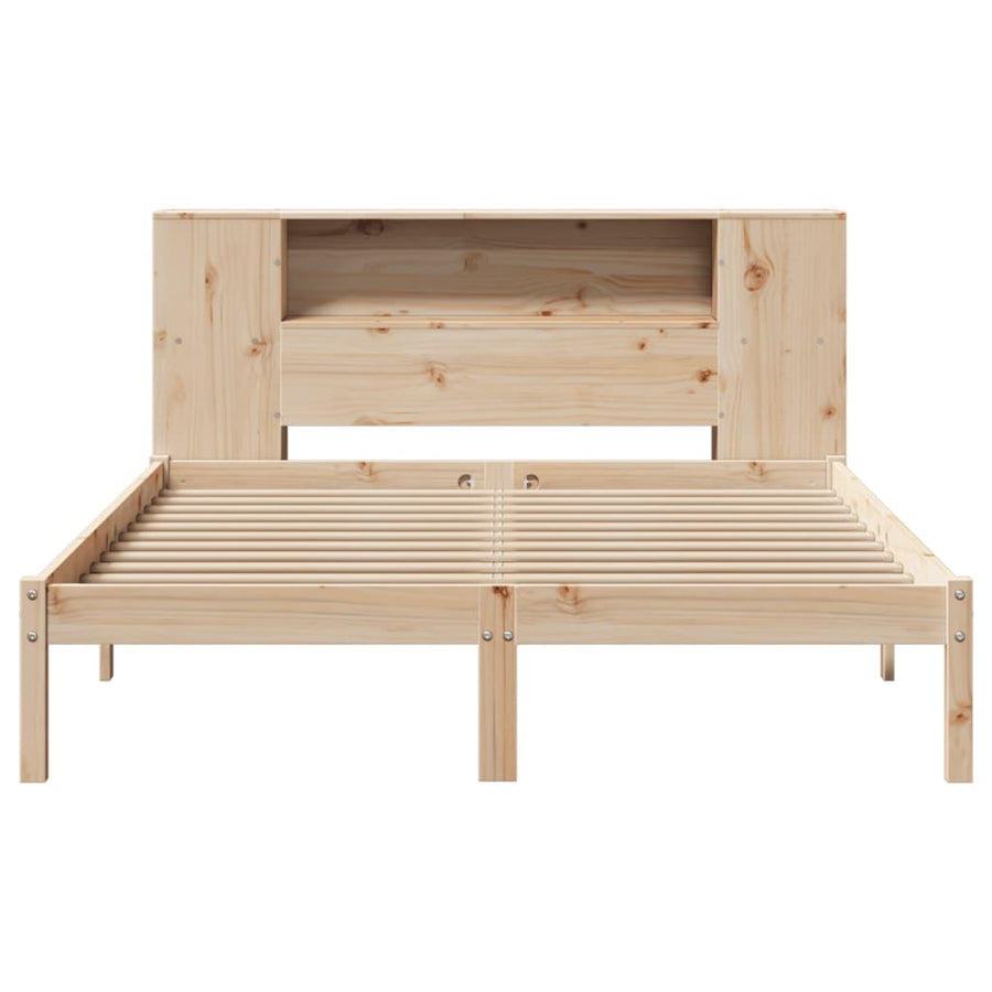 Bed met boekenkast zonder matras massief grenenhout 135x190 cm