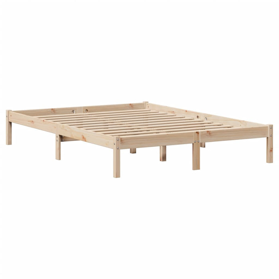 Bed met boekenkast zonder matras massief grenenhout 135x190 cm