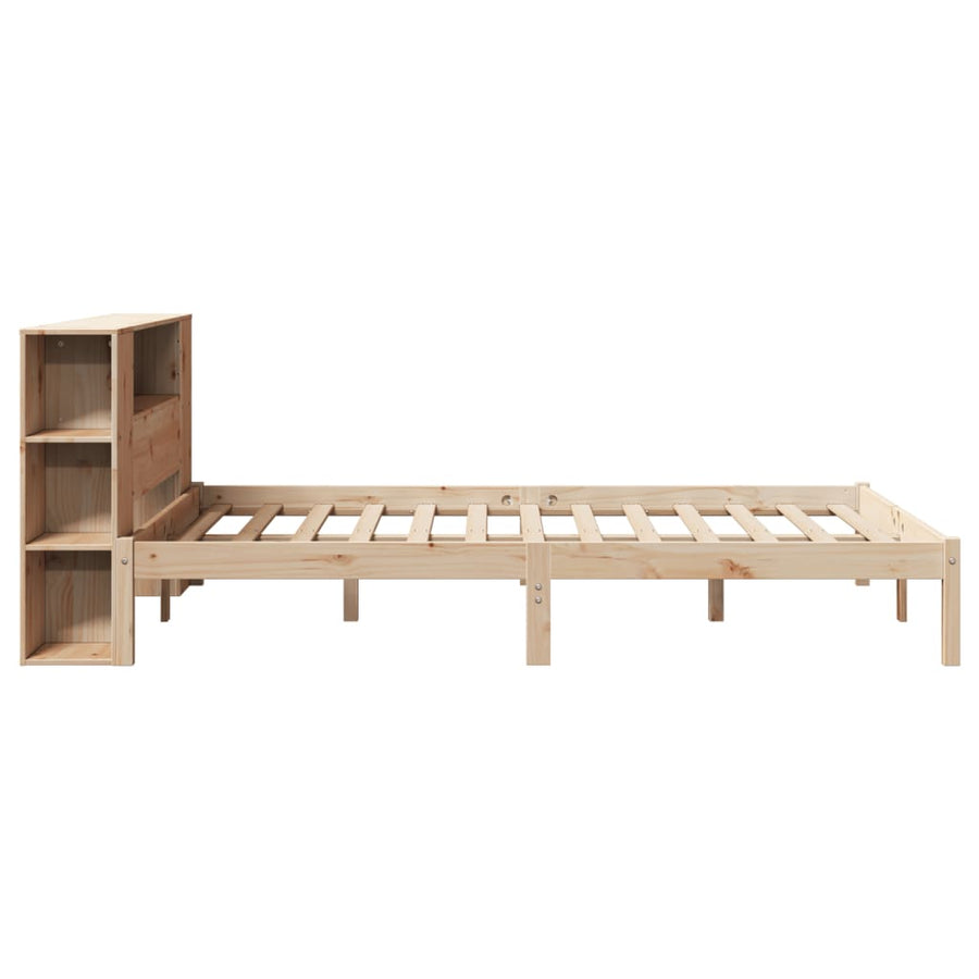 Bed met boekenkast zonder matras massief grenenhout 135x190 cm