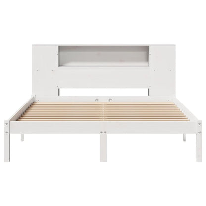 Bed met boekenkast zonder matras grenenhout wit 140x190 cm