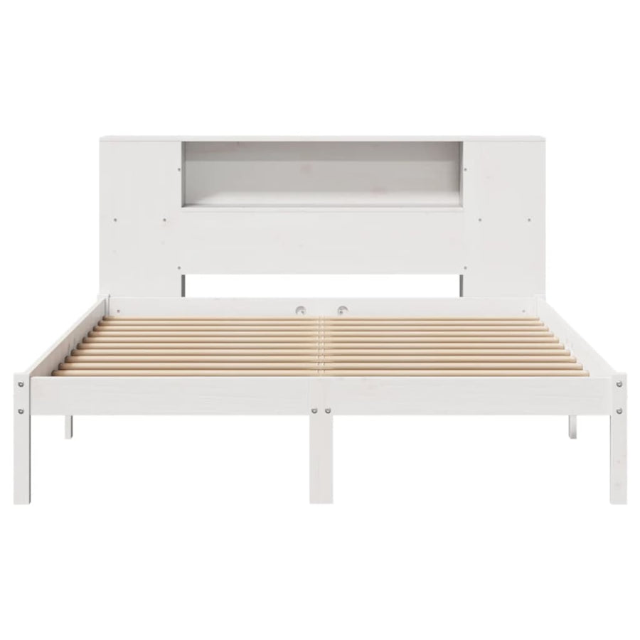 Bed met boekenkast zonder matras grenenhout wit 140x190 cm