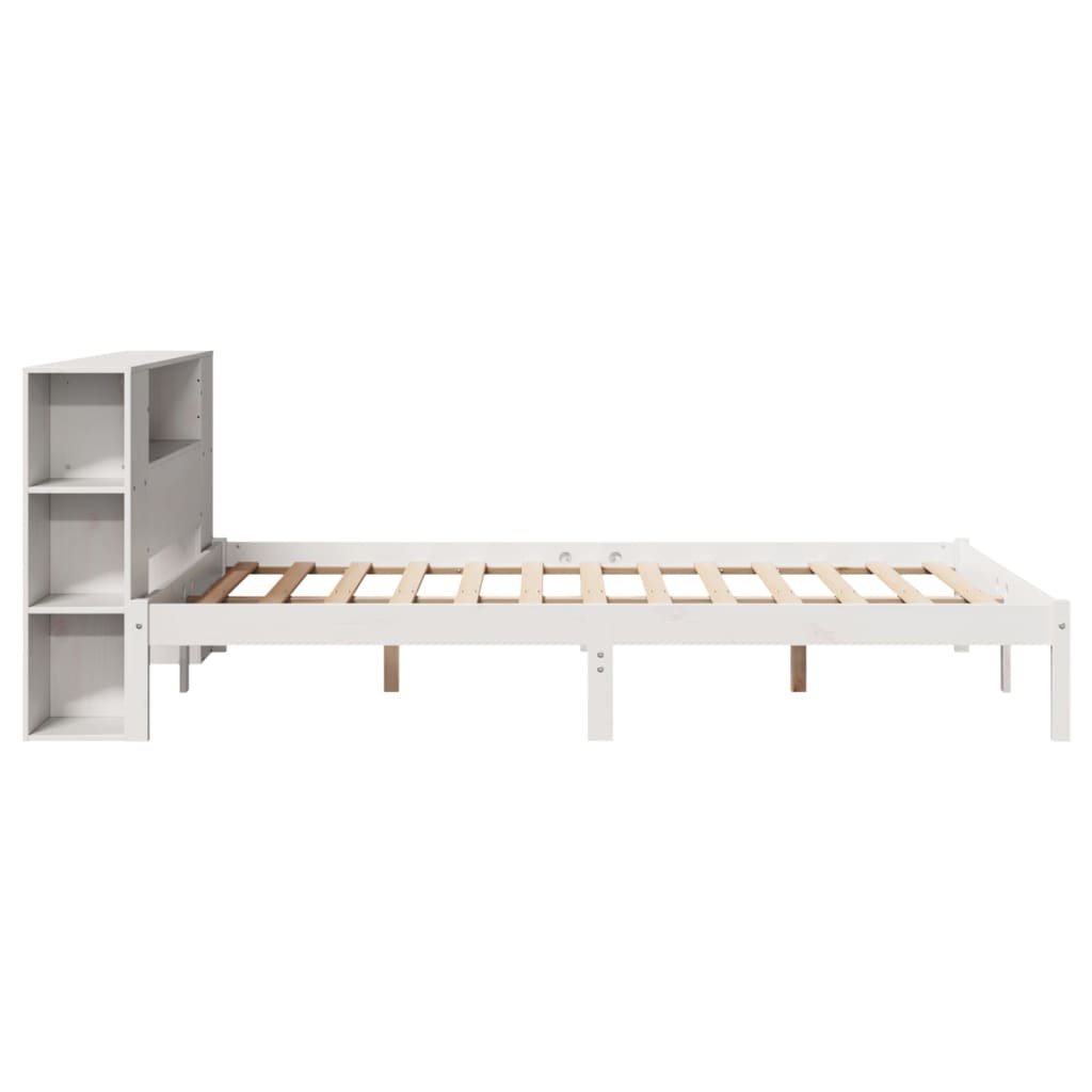 Bed met boekenkast zonder matras grenenhout wit 120x200 cm