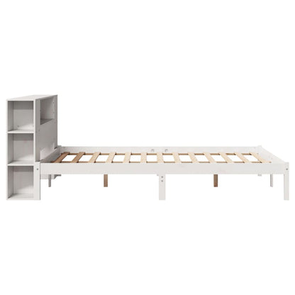 Bed met boekenkast zonder matras grenenhout wit 120x200 cm
