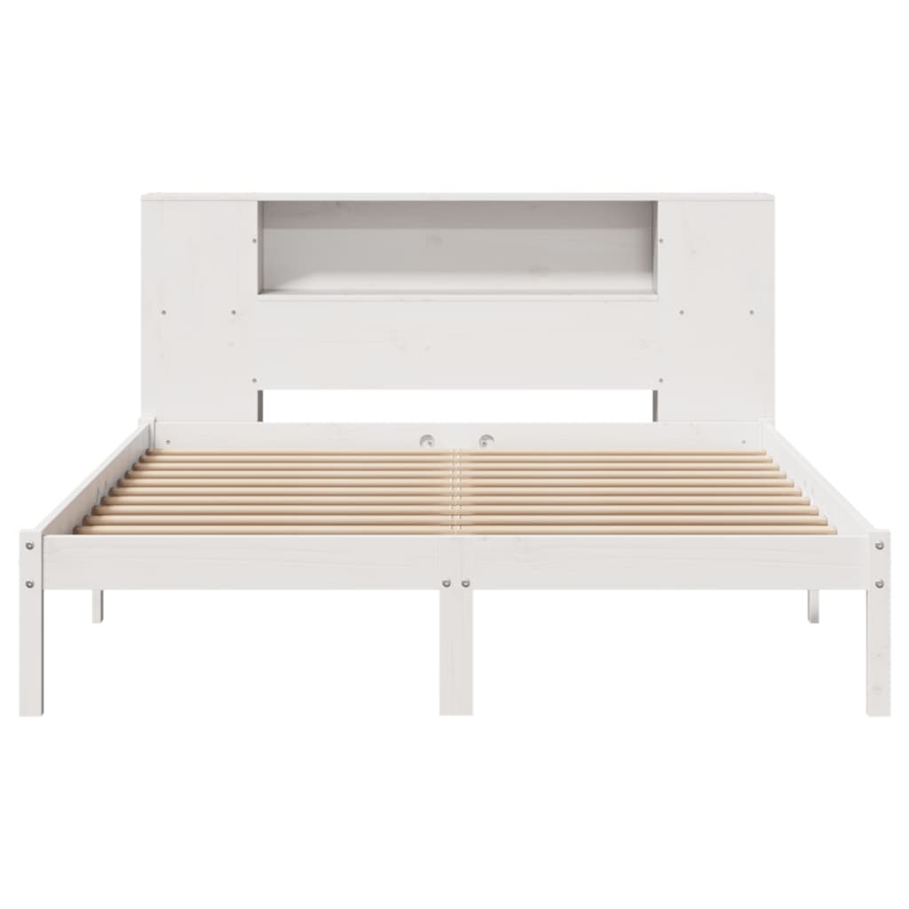 Bed met boekenkast zonder matras grenenhout wit 150x200 cm