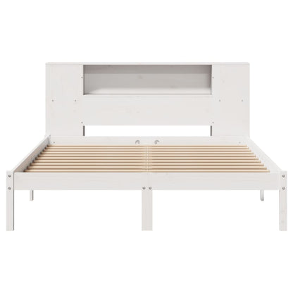 Bed met boekenkast zonder matras grenenhout wit 150x200 cm